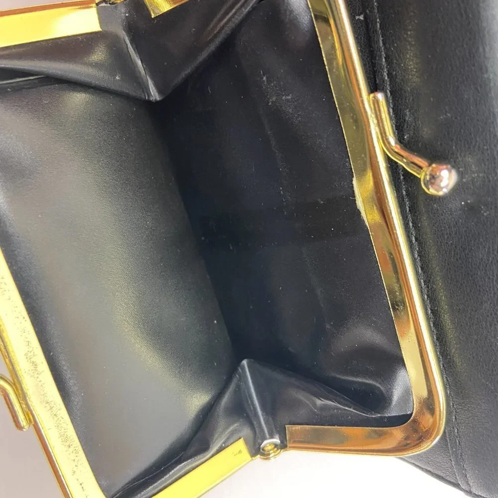 Vintage Black Leather Wallet Coin Cards